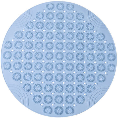 30x30cm PVC Tapis de Bain de Massage Rond Tapis Douche Antidérapant Tapis de Salle de Bain Antibactérien Tapis de Douche Lavable en Machine Tapis de Baignoire avec Trous de Drainage et Ventouses,bleu (1/4)