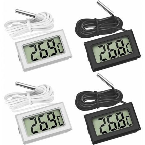 Mini Digital LCD Thermomètre Température avec Sonde de Température Capteur Testeur (2X Noir 2X Blanc) (1/5)