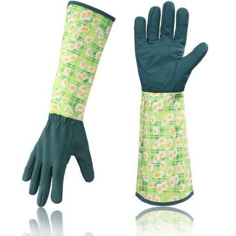 DEESSE SHOP-Jardinage Rose Gants en Cuir Femmes Prolongé Pro Gants Rose Élagage Jardin pour la mère et la Grand-mère Cadeaux Jardinage (Bleu) (1/5)