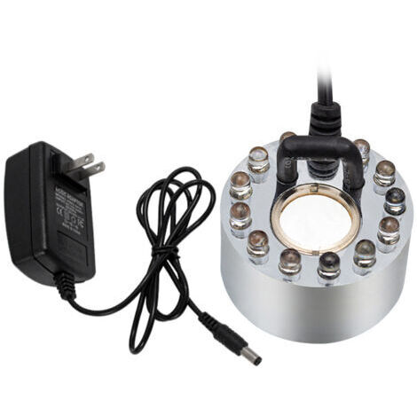 DEESSE SHOP-Brumisateur à Ultrasons avec 12 LED 20MM Lumières Colorées, 24V Fontaine d'eau Étang Brouillard Machine, Ultrasons Mist Maker Fogger pour Réservoir de Poissons de Rocaille (avec Adaptateur (1/5)