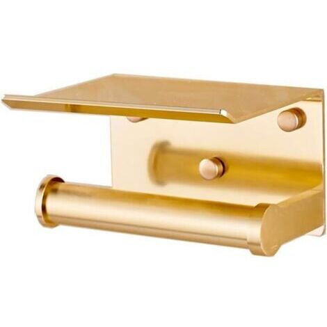 DEESSE SHOP-Support de Papier Toilette Multifonction en Aluminium Antique, Rouleau de Tissus, Support Mural pour téléphone Portable, Alliage Aluminium-Lithium, doré, 13 x 11.5 x 8 cm (1/5)