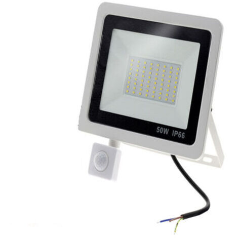 DEESSE SHOP-Projecteur LED 50W Blanc détecteur de mouvement extérieur IP65 Température de Couleur: Blanc froid 6500K (1/4)