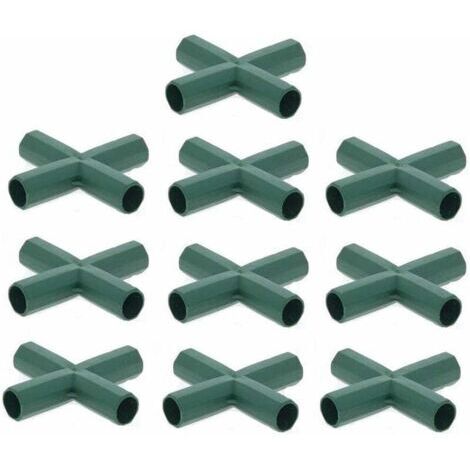 DEESSE SHOP-Lot de 10 Connecteurs De Cadre De Serre pour cadre de jardin, cages à fruits, clôtures, cadre de serre, connecteurs (16mm,Plat / 4 trous) (1/4)