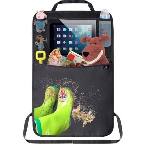 DEESSE SHOP-Protecteur de dossier de voiture 1/2 pièce, organisateur de siège arrière de voiture pour enfants, protecteur de siège de voiture étanche avec support de tablette à écran tactile et grande (1/5)