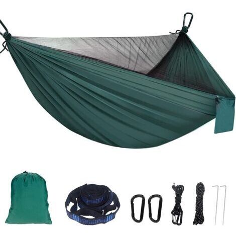 DEESSE SHOP-Hamac de Camping Hamac avec Moustiquaire 300 kg Capacité de Charge hamac 2 Personnes Nylon Respirante Portable Ultra-léger Hamac Voyage pour Extérieur Jardin Camping (1/4)