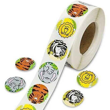DEESSE SHOP-Autocollants Sticker de Animaux, 500 Pcs Autocollants Animaux Zoo Rouleau de Stickers Animal Stickers Muraux Animaux gommettes en Forme d'Étiquette pour Les Enfants Cadeau Anniversaire déc (1/5)