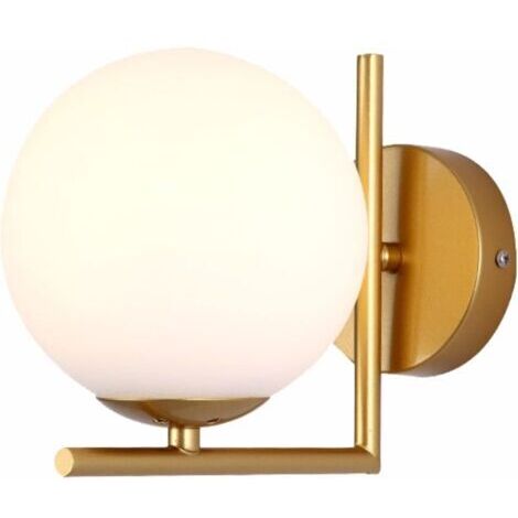 DEESSE SHOP-Applique murale globe en verre dorée – Éclairage minimaliste 1 lumière – Compatible ampoules E26/E27 – Installation rapide incluse (1/5)