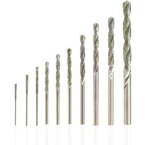 DEESSE SHOP-10pcs Diamant Foret Hélicodal 0.8/1.0/1.2/1.5/1.8/2.0/2.5/3.0/3.5/4.0mm pour Jade Verre Perle Coquillages Adaptés pour Banc Perceuse Moulin Suspendu (1/5)