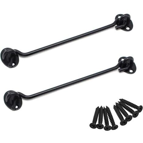DEESSE SHOP-Pièces Crochet de Cabine Oeil Porte Loquet en Acier Inoxydable avec Vis 8 Pouces pour Les Portes de Garage de Porte de Hangar - Noir (1/5)