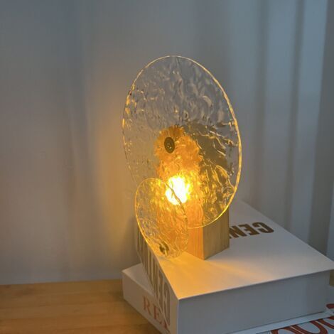 DEESSE SHOP-Lumière d'ondulation de l'eau dynamique rotative et lampe d'ombre lampe d'ambiance lampe de coucher de soleil romantique lampe de projection petite lampe de bureau lampe de bureau rétro (1/5)