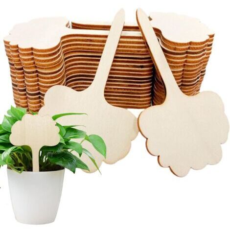 DEESSE SHOP-Etiquettes de Plantes en Bois,Etiquettes de plantes bambou,Bois Marqueurs De Type (D) (1/5)