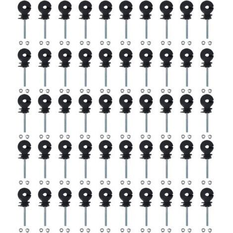 DEESSE SHOP-Lot De 50 Isolateurs De Clôture Électrique, Isolateur De Clôture Électrique À Visser Pour Élevage D'animaux, Accessoires De Système De Grille Tube Tétragone Tube Rond Tube De Fer D'angle (1/5)