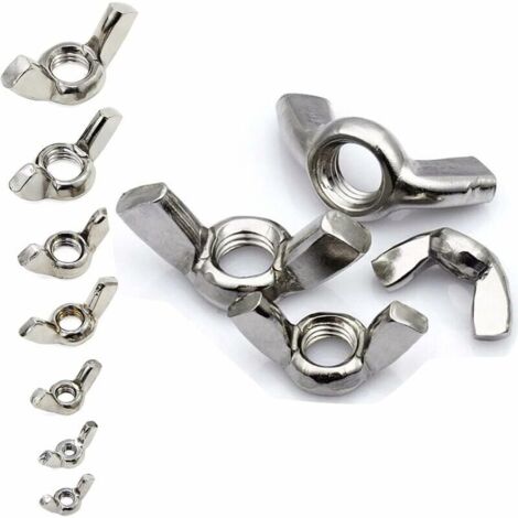 XVX Ecrous à Ailettes 80PCS Ecrou Papillon Ecrou à Oreille en Acier Inoxydable Argenté, M3 M4 M5 M6 M8 M10 M12, pour Outils de Bricolage (1/4)