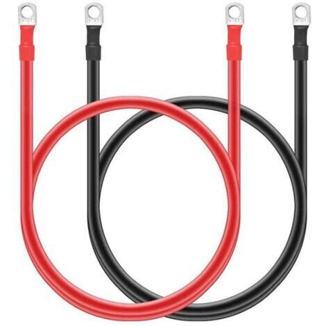 Lot de 2 câbles de batterie en cuivre pur 5 AWG avec cosses de 10 mm (3/8") pour l'automobile (1/5)