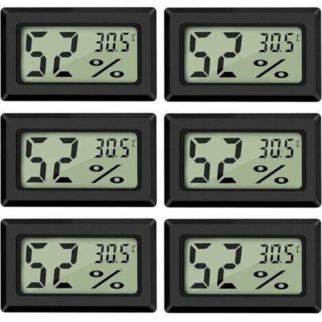 Mini Digital LCD Thermomètre Hygromètre Température Humidité -5070℃ 10%99% RH Thermomètre Portable Thermo Hygromètre Indicateur pour Bureau Cuisine Humidors Incubateurs Reptiles -(6 PCS ) (1/5)