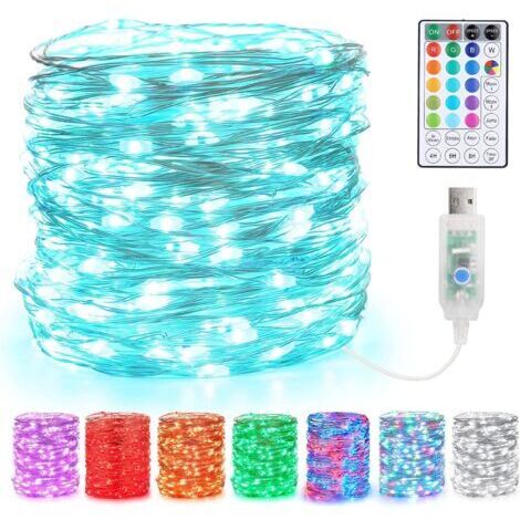 Guirlande Lumineuse Couleur,10m 100 LED USB 18 Multicolore Changeantes Guirlande Lumineuse Intérieur Guirlandes d'argent Télécommande pour chambre Extérieur Noël Soirée Jardin (1/5)