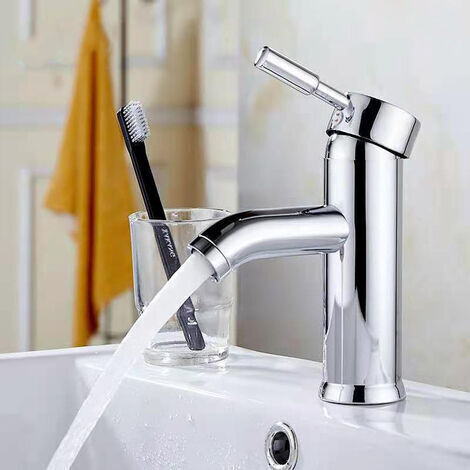 Robinet de salle de bain, robinet de lavabo blanc, robinet de haute qualité,salle de bain robinet, résistant à l'usure, adapté pour un diamètre intérieur de 32 mm à 42 mm,robinet d'eau chaude et froid (1/5)
