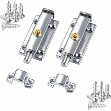 Loquet De Porte Coulissante Verrou Barrel Bolt En Acier Inoxydable,Serrure De Porte De Toilette Acier Inoxydable Pour Salles De Bains Portes Et Fenêtres,Bouton De Printemps Déverrouiller,4 (1/5)