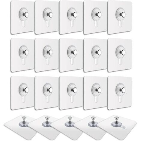 20 Pcs Accroches Tableau sans Percer, Fixation Cadre sans Percer, Accroche Cadre sans Percer Adhesif Imperméable Amovible Autocollant Anti trace, Crochet Tableau Adhésif Transparent (1/5)