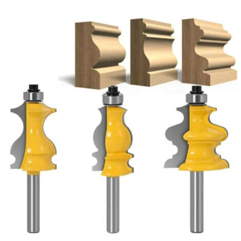 Lot de 3 Fraises à Défoncer pour Moulures Architecturales 8 mm, Mèche de Routeur pour le Travail du Bois (1/5)