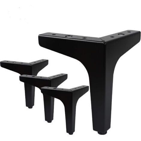 Lot de 4 Pieds de Meubles Charge Jusqu'à 600 KG, Pied de Table Modernes en Métal en Forme de Triangle,Pied Meuble Épingle pour Placard, Canapé,avec 4 Protège Pieds, Noir(17cm) (1/5)