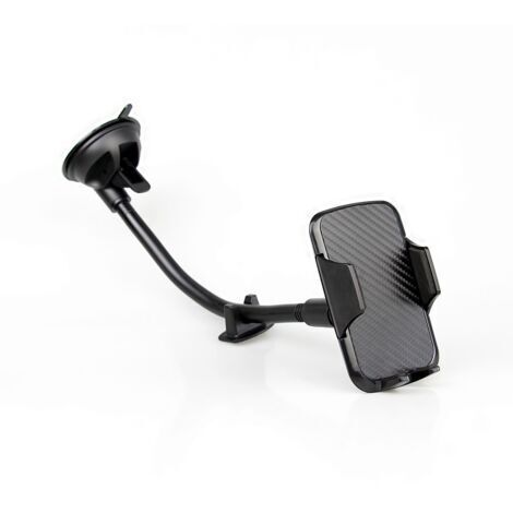 Support Téléphone Voiture Ventouse, 360° Pare-Brise Telefoon Houder Auto, tuyau rallongé de 320 mm,Noir (1/4)