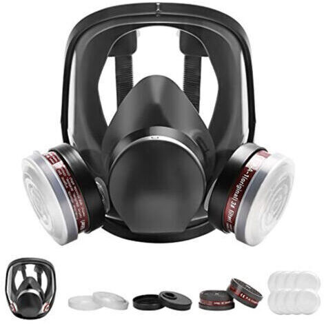 Masque respiratoire réutilisable complet pour le visage, masque à gaz, masque intégral avec filtre, masque industriel anti-poussière pour pulvérisation, ponçage, peinture, polissage (1/2)