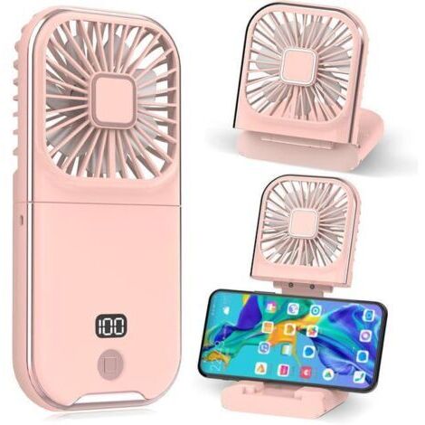 Mini Ventilateur Portable Ventilateur à Main USB Rechargeable Petit Portatif Portable Ventilo Ventilateur de Poche Silencieux Fan (Rose) (1/5)