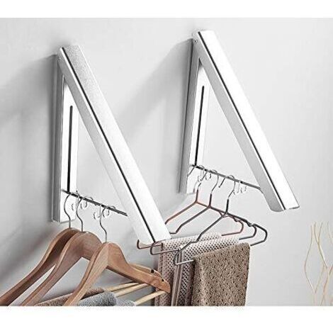 2pcs Cintre Pliant fixé au Mur, vêtements d'extérieur d'intérieur en Aluminium, pour Chambre à Coucher, Salle de Bain, Balcon (1/5)