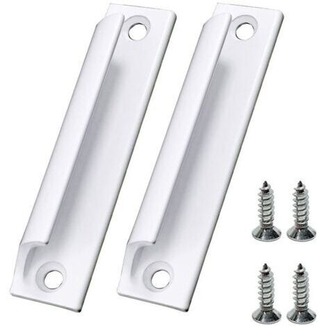 2 Pièces Poignée Blanc de Porte Coulissante Poignée Meuble en Alliage d'Aluminium Poignée de Fenêtres avec Vis (1/4)