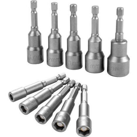 10 Pièces Embout Douille Magnétique Hexagonale Douille, Douille Visseuse à Choc 6-15mm pour Perceuse à Main, Tournevis Électrique, Clé à Douille (1/5)