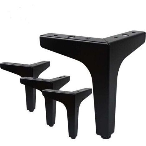 Lot de 4 Pieds de Meubles Charge Jusqu'à 600 KG, Pied de Table Modernes en Métal en Forme de Triangle, Pied Meuble Épingle pour Placard, Canapé, 4 Protège Pieds, Noir(15cm) (1/5)