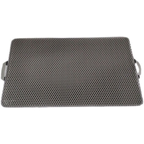 Tapis de piégeage de litière pour chat avec poignées – Matériau imperméable pour un nettoyage facile – Design nid d'abeille double couche – (55x 75 cm, gris) (1/5)