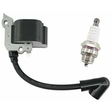 Bobine d'Allumage avec Bougie d'Allumage pour Tondeuses Stihl FS38, FS46, FS45, FS55, FC55, FC55Z, FC55 DZ, HL45, HL45Z, HS45, HS45Z, KM55, KM55RZ, KM55C, KM55R, Remplace le Numéro 4140 400 1 (1/5)