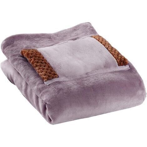 Couverture chauffante avec chauffe-mains, couverture électrique portable USB, couverture chauffante en flanelle douce, oreiller lavable en machine, coussin chauffant pour la maison 60 × 80 cm (violet)