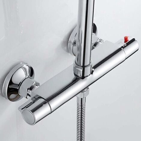 Mitigeur Thermostatique de Douche 2 Sorties Haute et Basse Robinet Mélangeur Anti-Brûlure en Laiton Chromé pour Salle de Bain Baignoire (1/5)
