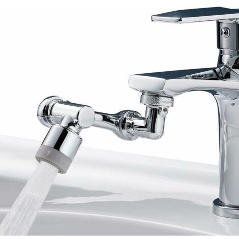 Robinet de rallonge pivotant à 1080°robinet multifonctionnel régulateur de jet robinet pivotant rallonge avec mousseur 2 modes robinet adaptateur avec mousseur universel en laiton (1/5)