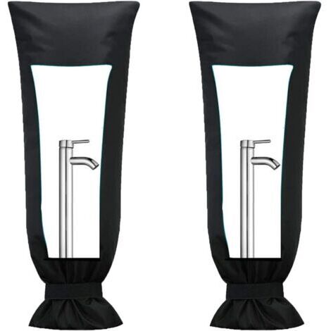 Lot de 2 housses de protection pour robinet d'extérieur, noir, en tissu Oxford, pour protection contre le gel hivernal,51 x 20cm (1/5)