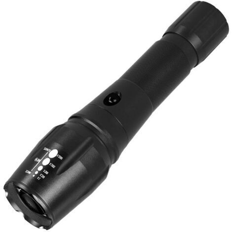 T6 10w lampe de poche à lumière forte LED en alliage d'aluminium zoom télescopique projecteur extérieur lampe de poche longue portée (1/4)