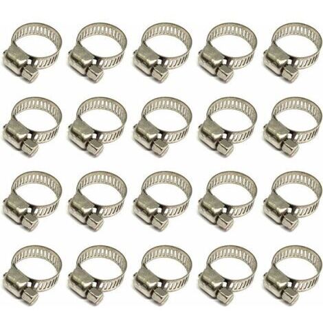 20 Pièces Collier De Serrage Tuyau,Collier De Serrage Tuyau Réglable 8-12mm,304 Collier De Serrage Inox,Collier Serrage Métallique,Pour Tuyau,Home Gaz,Famille Tuyau D'eau,Câble,Robinet (1/5)