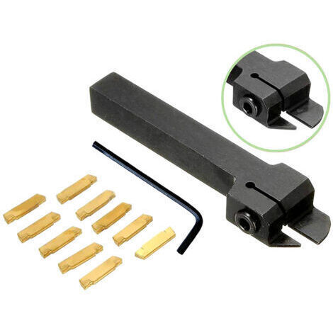 MGEHR1212-2 Ensemble de porte-outils de tournage avec 10 inserts en carbure MGMN200 Support de barre de coupe pour rainurage Tige pour outils de tour en métal Largeur avec clé en L (1/4)