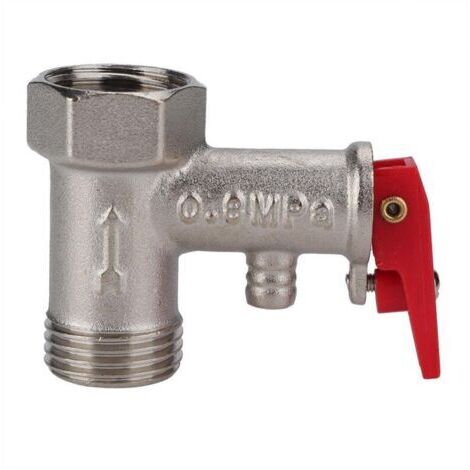 Soupape de surpression de sécurité 1/2' BSP mâle x femelle – Laiton durable – Pression max 0,8 MPa – Pour chauffe-eau électrique (1/5)