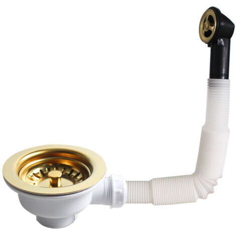 Bonde de vidange à panier inox pour évier 1 bac, diamètre 114 mm avec trop plein rond (1/4)