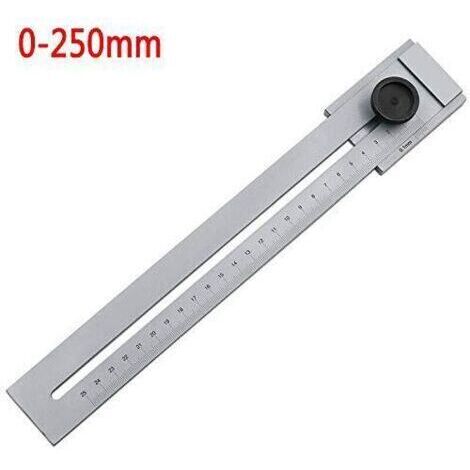Jauge de marquage en acier inoxydable de 0 à 250 mm, outils de mesure du travail du bois, calibre de marquage en métal, gris clair (1 pièce) (1/4)