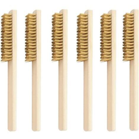 6 Pcs Brosse Laiton, Jeu de Brosses Métalliques, Brosse Métallique avec Poils en laiton, Brosses Métalliques Laiton, pour nettoyer les taches de sueur, la rouille et le nettoyage en profondeur