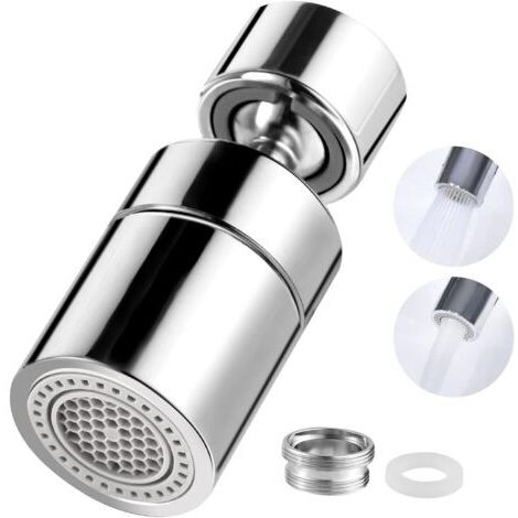 360° Pivotant Aérateurs de Robinet,Mousseur Robinet Économiseur d'Eau, Embout Robinet Cuisine Rotatif Grand Angle Chromé