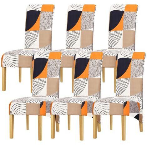 Housse de chaise à dossier haut de taille XL, impression extensible, motif à carreaux, housse de chaise pour salle à manger, banquet, hôtel, décoration d'intérieur, couleur-348, paquet de 6 (1/5)