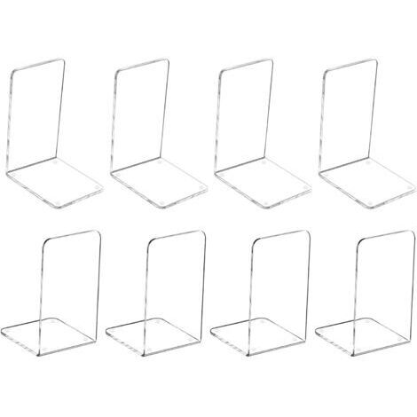 Serre-livres en plastique acrylique, acrylique transparent antidérapant, serre-livres, organisateur, décoration d'étagère, papeterie décorative, cadeau (7,08 "x 4,72"  4 paires)