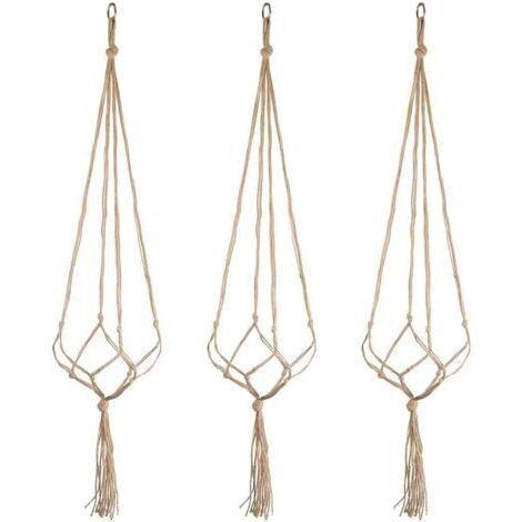 Suspension plante en jute naturel – Lot de 3 cintres 105 cm – Anneau inoxydable pour intérieur et extérieur – Décoration maison et jardin (1/5)