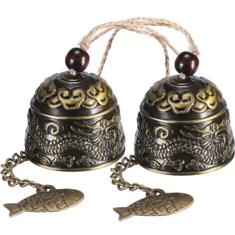 2 Pièces Carillons Éoliens Vintage Dragon, Classique Chinois Feng Shui Cloches en Métal Bonne Chance Bless Cloches Carillons Éoliens À la Main d'Extérieur d'Intérieur pour Jardin et Maison-Fei Yu (1/5)